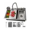 Cuba Pia Gourmet Cozinha Aço Inox 304 75×46 Cascata Torneira Prateado