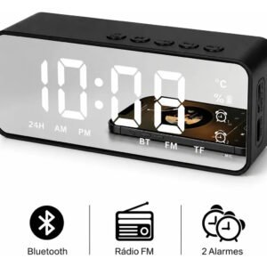 Despertador Digital Bluetooth G50 Relógio de Mesa LED Espelhado com Rádio FM Caixa de Som Duplo Alarme Sensor de Temperatura USB AUX Som Estéreo para Quarto Cabeceira despertador infantil FORESTORY