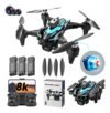 Drone Zll K12max com câmera dupla 8k preta de 2,4 GHz e 3 baterias