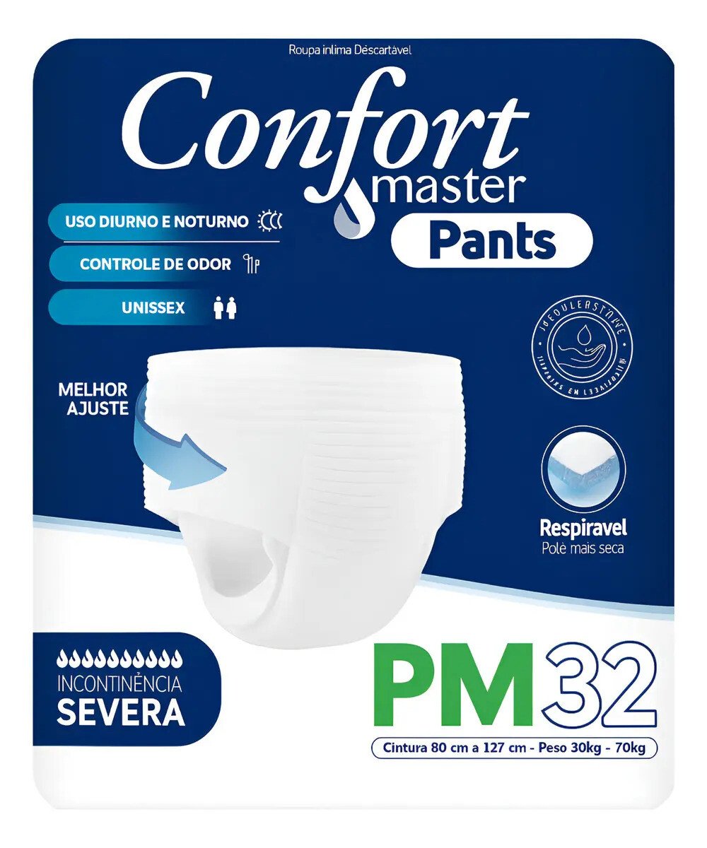 Fralda Geriátrica Adulto Confort Master Pants | Tamanho P/M | 32 Unidades Fralda Geriátrica Adulto Confort Master Pants | Tamanho P/M | 32 Unidades