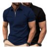 Kit 2 Camiseta Polo Manga Curta Com Ziper Masculina Canelada