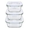 Kit 3 Potes De Vidro Hermético 3 Tamanhos 310ml/530ml/800ml Branco
