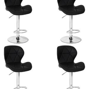 Kit 4 Banquetas Confort Estofada Giratória Altura Ajustável – Cor Preto | Magazine Decor