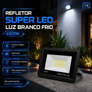 Kit 4 Refletores Super Led 200w Holofote Bivolt Ip67 Prova D’água Branco Frio 6500k