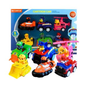 Kit 6 Carrinhos Fricção Patrulha Canina Brinquedo Infantil Coleção Personagens Completo Marshall Chase Rocky Skye Rubble Zuma