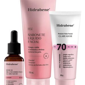 Kit Hidrabene Linha Clareadora Sabonete Serum E Protetor 70