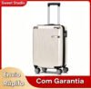 Mala de Bordo Rígida Sweet Studio Bege para Viagem, 55 cm, com Rodas Duplas e Cadeado