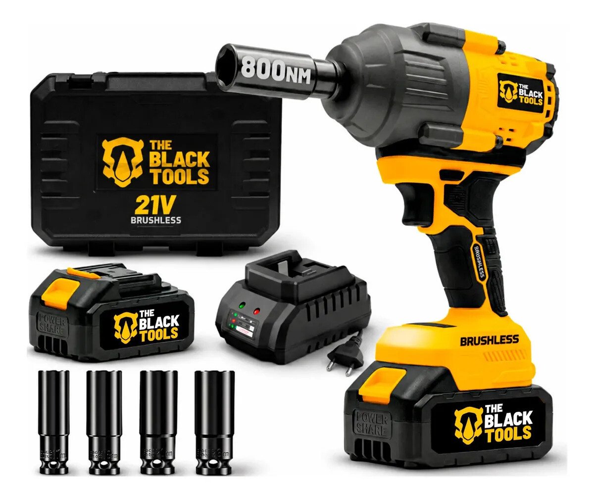 Parafusadeira Chave De Impacto A Bateria Lítio 21v Motor Brushless 800nm 80kgf.m Tb21ix The Black Tools Parafusadeira Chave De Impacto A Bateria Lítio 21v Motor Brushless 800nm 80kgf.m Tb21ix The Black Tools