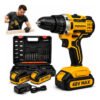 Parafusadeira Furadeira 48v Profissional 2 Baterias Sem Fio Amarelo 127/220v 60 Hz