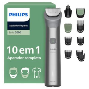 Philips Aparador de Pelos All-in-One Série 5000 10 em 1 | Versatilidade para rosto, cabelo e corpo | Tecnologia BeardSense | Até 120 min sem fio | 100% à prova d’água | MG5922/15