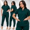 Pijama Cirúrgico Hospitalar Feminino Jogger Scrubs Gabardine