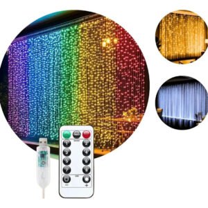 Pisca Cortina 300 Leds 3x3m Usb Ip44 8 Modos Iluminação Luzes Fada Decoração De Natal Festa Colorido Luvinco