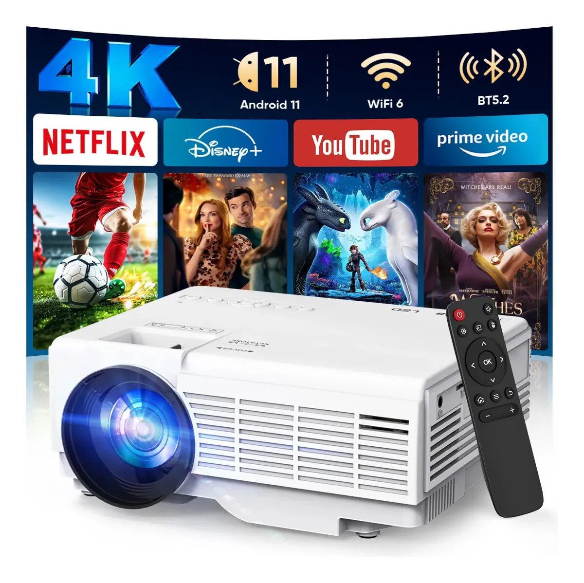 Projetor Android 4k Profissional 10000 Lm Ansi Wi-fi Full Hd 5g Bluetooth Portátil HDMI USB TF Projetor Android 4k Profissional 10000 Lm Ansi Wi-fi Full Hd 5g Bluetooth Portátil HDMI USB TF