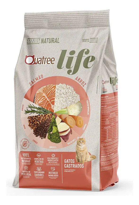 Ração Quatree Life Para Gatos Castrados Salmão E Arroz 10,1 kg Ração Quatree Life Para Gatos Castrados Salmão E Arroz 10,1 kg