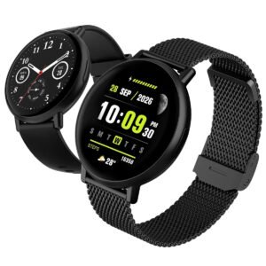 Relógio Smartwatch Forestory R1 Smart Watch Inteligente Redondo Bluetooth Ip68 À Prova D’água Notificações Chamadas Relogio Corrida com Android e iOS Com 2 Pulseiras Feminino Masculino Alumínio