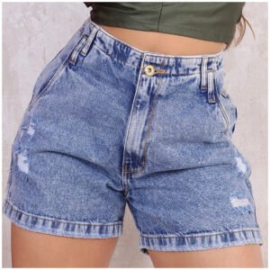 Short Mon 100% Boyfriend Meia Coxa Cintura Alta Feminina