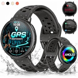 Smartwatch GPS Relógio Inteligente AMOLED NOVANTE Digital IP68 5ATM Impermeável Masculino Feminino Com Chamadas Bluetooth Notificações Instantâneas Monitoramento De Saúde Pulseira Para Smartband Preto