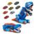 Caminhão Dinossauro Pista Com Carrinhos Maleta Transporte Cor Azul