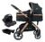 Carrinho de Bebê Kansas 3 em 1 Gold Premium Baby Travel System com Bebê Conforto Base para Carro Função Moisés Assento Reversível e Adaptadores