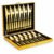 Eps-158 Kit Faqueiro Dourado Luxo Jogo Talheres Inox 24pçs + Maleta Sem Estampa