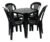 JR GOLD Kit Mesa Plástico Quadrada Preta com 4 Cadeiras Bistrô 70cm