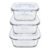 Kit 3 Potes De Vidro Hermético 3 Tamanhos 310ml/530ml/800ml Branco