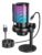 Microfone Condensador HELLFOX ME6S Preto USB-C com RGB Monitoramento Original