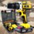 Parafusadeira Furadeira C/ 2 Baterias Maleta Kit Completo Led Eixo Flexível Vários Níveis Torque Amarelo 127/220v 60 Hz
