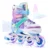 Patins Infantil Roller Inline Roxo Sereia Ajustável Com Led Original