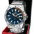 Relógio Technos Militar Masculino Aço Inox Prata Fundo Azul 50m Água