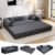 Sofá Cama Modular de Veludo Cotelê Cinza p/ 3 Pessoas, Com Espuma de Alta Densidade e Capa Removível
