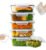 Yab – Kit 5 Potes De Vidro Marmita C/ Tampa Hermético 640ml Retangular 4 Travas Borossilicato Alimentos Micro-ondas Freezer Geladeira